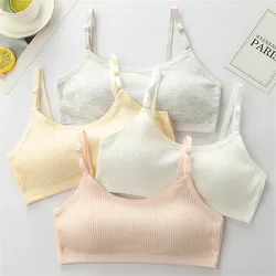 Children's Sports Bra Youth Sports Bra Girls' Training Bra Solid Color Adjustable Shoulder Strap Bra Anti Peeping Baby Bra