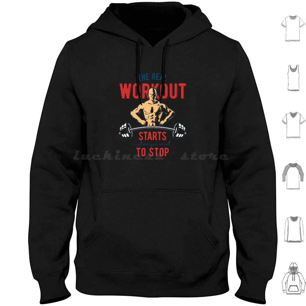 O verdadeiro treino começa quando você quer parar. Camisetas com capuz de manga comprida. O verdadeiro treino. O verdadeiro treino que você não quer p