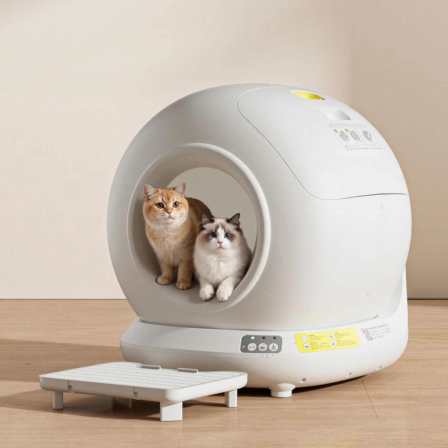 Smart Cat Litter Box Automatic Cleaning Fully Enclosed Anti-Tracking Extra Large Spherical Basin WiFi Remote Control ABS