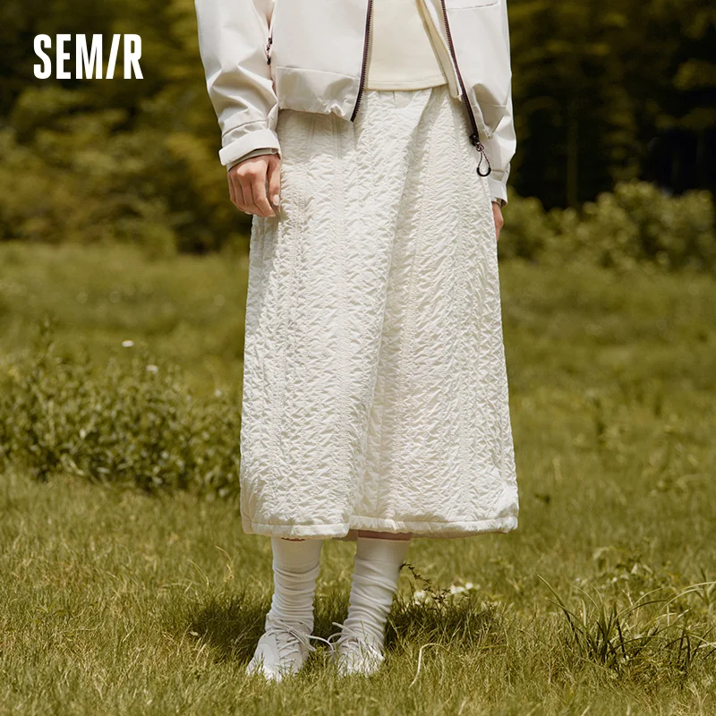 Semir Women Skirt Plaid Wool Look Side Slit Long Fit Easy Care 2026 Vintage Elegant Urban Casual Everyday A Line Bottom