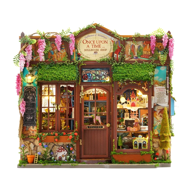Micro huis poppenhuis kit 3D puzzel assemblage gebouw model DIY handgemaakte speelgoedset, kamer slaapkamer decoratie houten ambachten Kerstmis - afbeelding 2