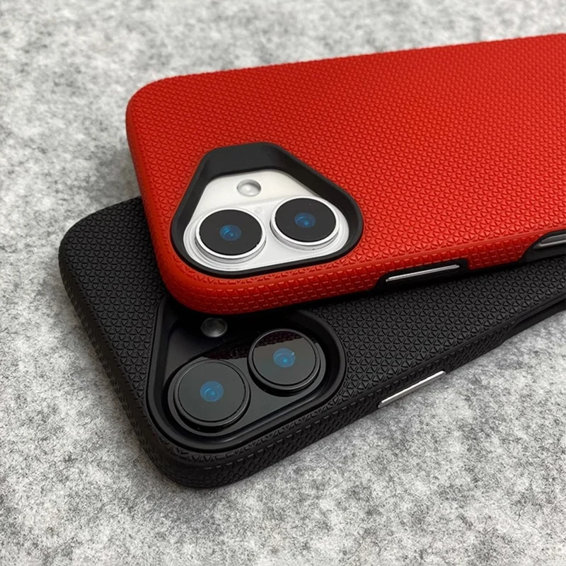 New Models 2 in 1 Grid Texture Phone Case for iPhone 17 Pro 15 16 pro max 14 13 12 Simple Anti slip Shockproof Phone Back Cover