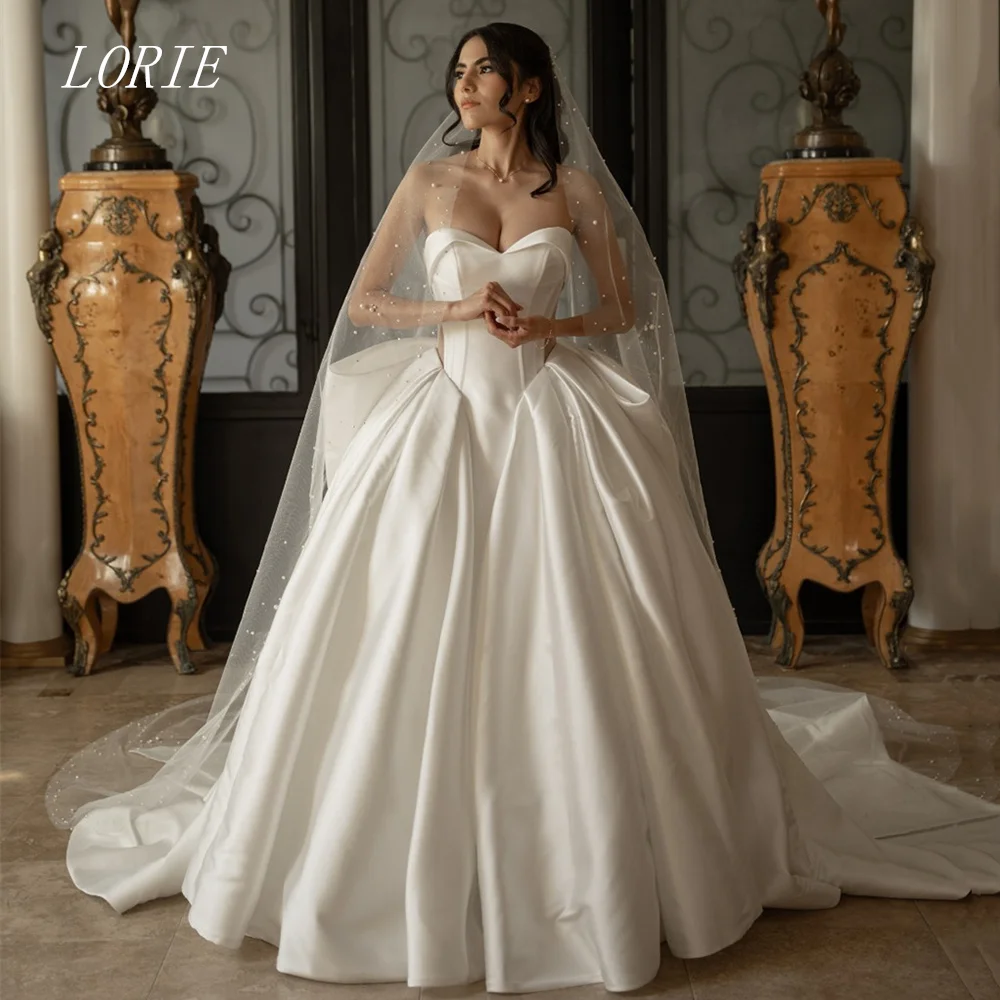 

LORIE Luxury 3D Bow A Line Wedding Dress Sweetheart Bridal Dresses Waist Cinching Sleeveless Wedding Gown Customized 2026