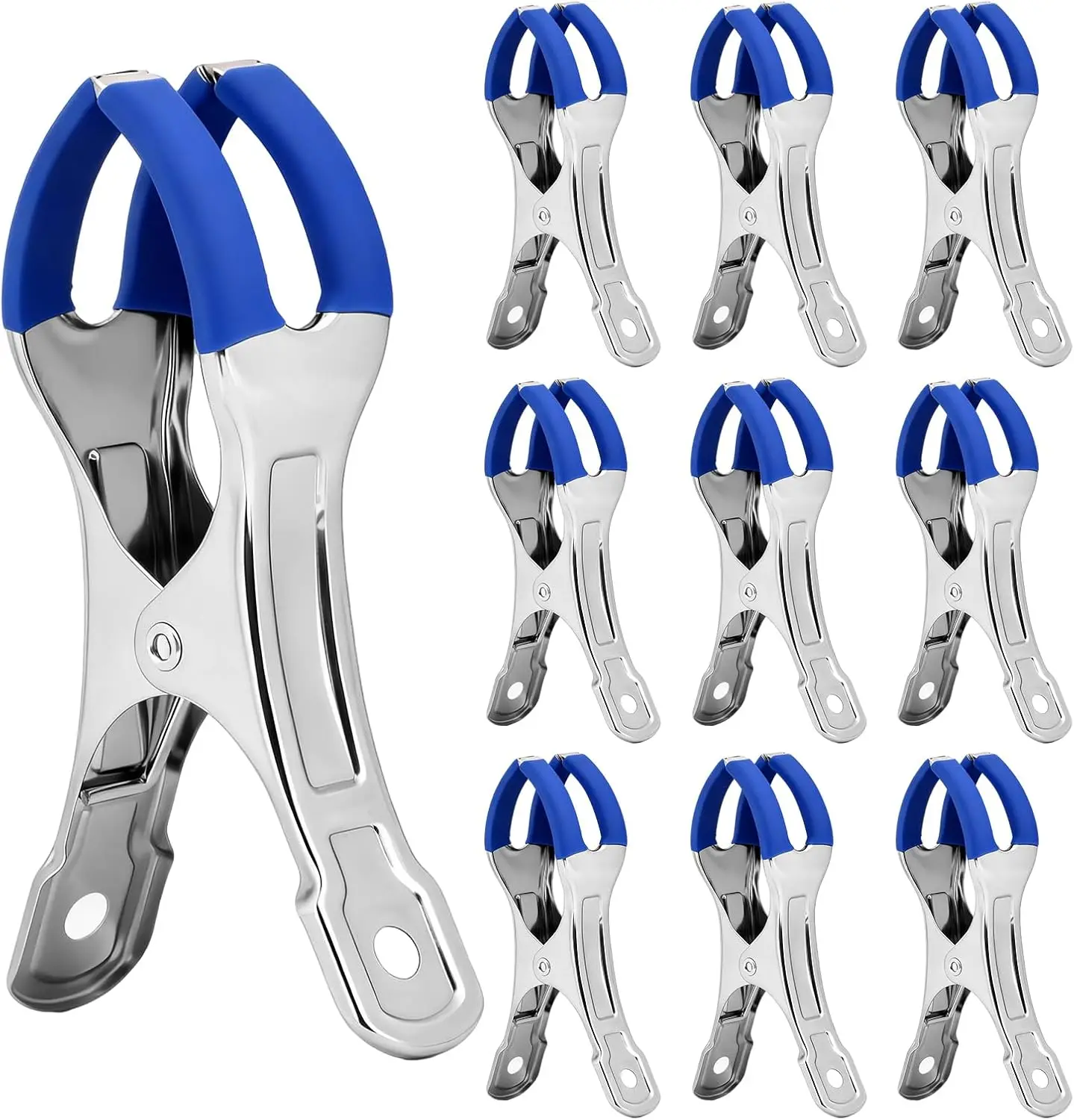 10 Pack Large Clothespins, 4.33 * 2.28 * 0.94In Heavy Duty Metal Clips, Windproof Strong Grip Beach Towel Clips, Multi-Purpose f