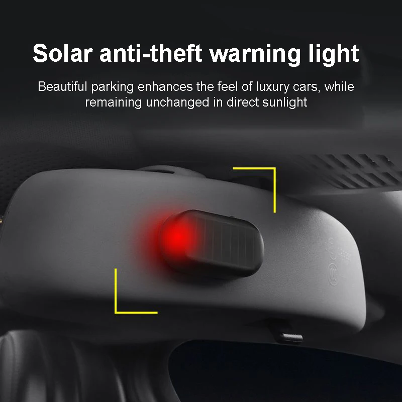 Car Mini LED Warning Light Prevent Rear-end Collision Solar Power Strobe LED Light Anti-Theft Flashing Lamp For Motorcycles