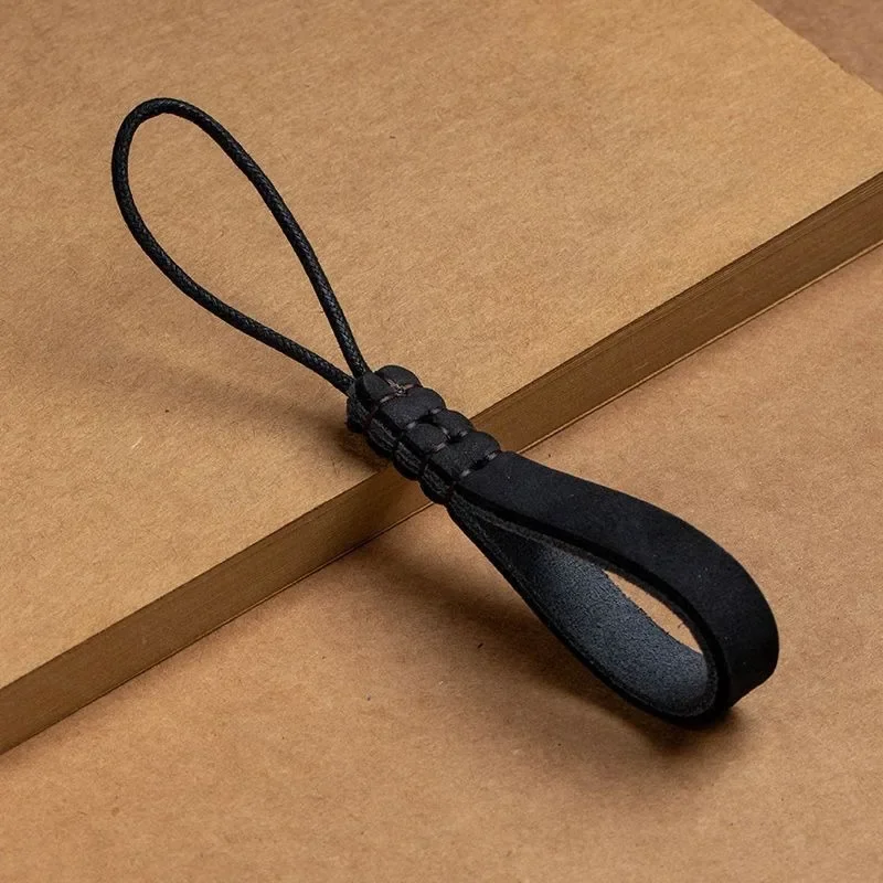 

Wear-resistant Cowhide Personalized Key Chain Laser Custom LOGO Keychain Blank Genuine Leather Handmade Hanging Rope Car Pendant