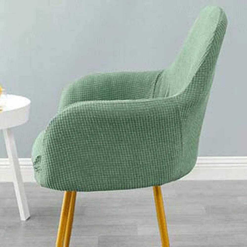 

Washable Elastic Curved Chair Cover All-wrap Plaid Solid Color Seat Protection Irregular Dust Proof Wear for Chairs Armchair
