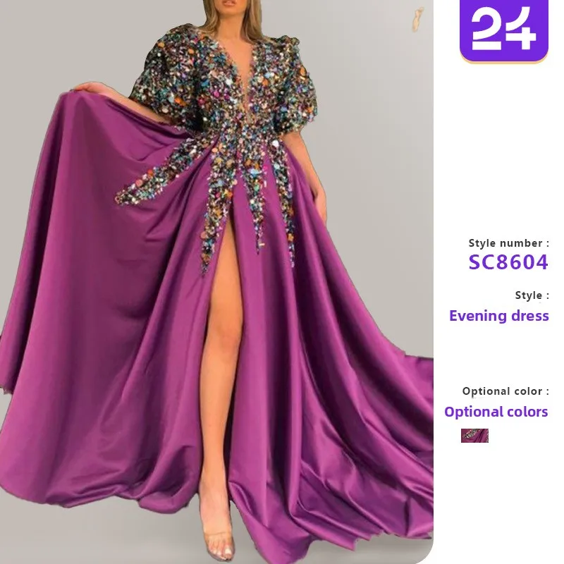 

2025 New Women's Dr Glittering Large Sway V-ne Banquet Cross-border Faionable Chinese Ethnic Women's Clothing
