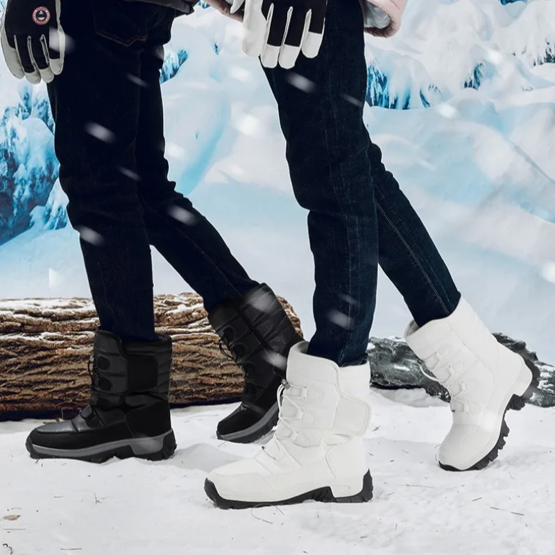 Couple Winter Boots Outdoor Waterproof Snow Boots Thicken Plush Warm Winter Boots Winter Women's Men High Top Cotton Shoes Botas