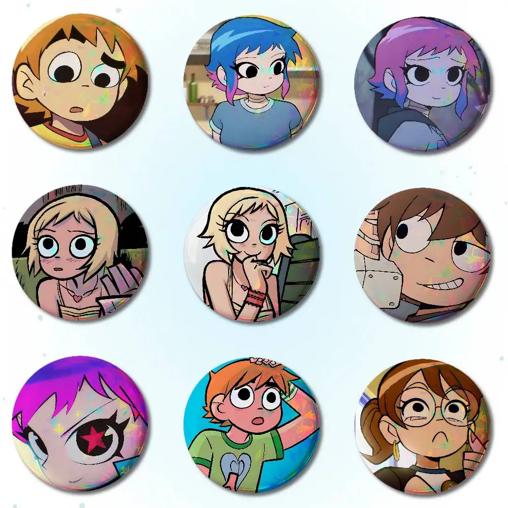 Scott Pilgrim Badges Round Brooch Cute Cartoon Idol Cosplay Badges DIY Backpack Clothing Jewelry Pins