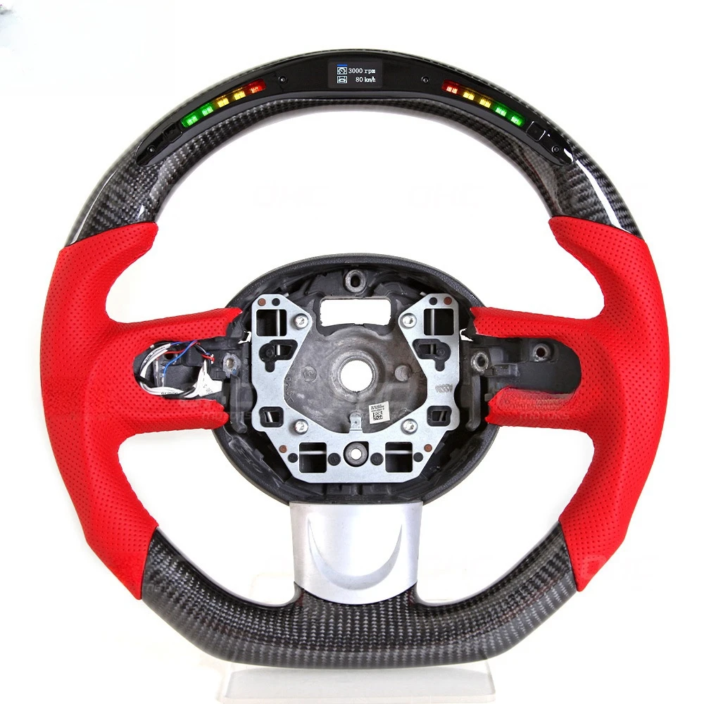 

For Mini R56 Carbon Fiber Fur LED Lights Car Modification Steering Wheel Steering Wheel Red