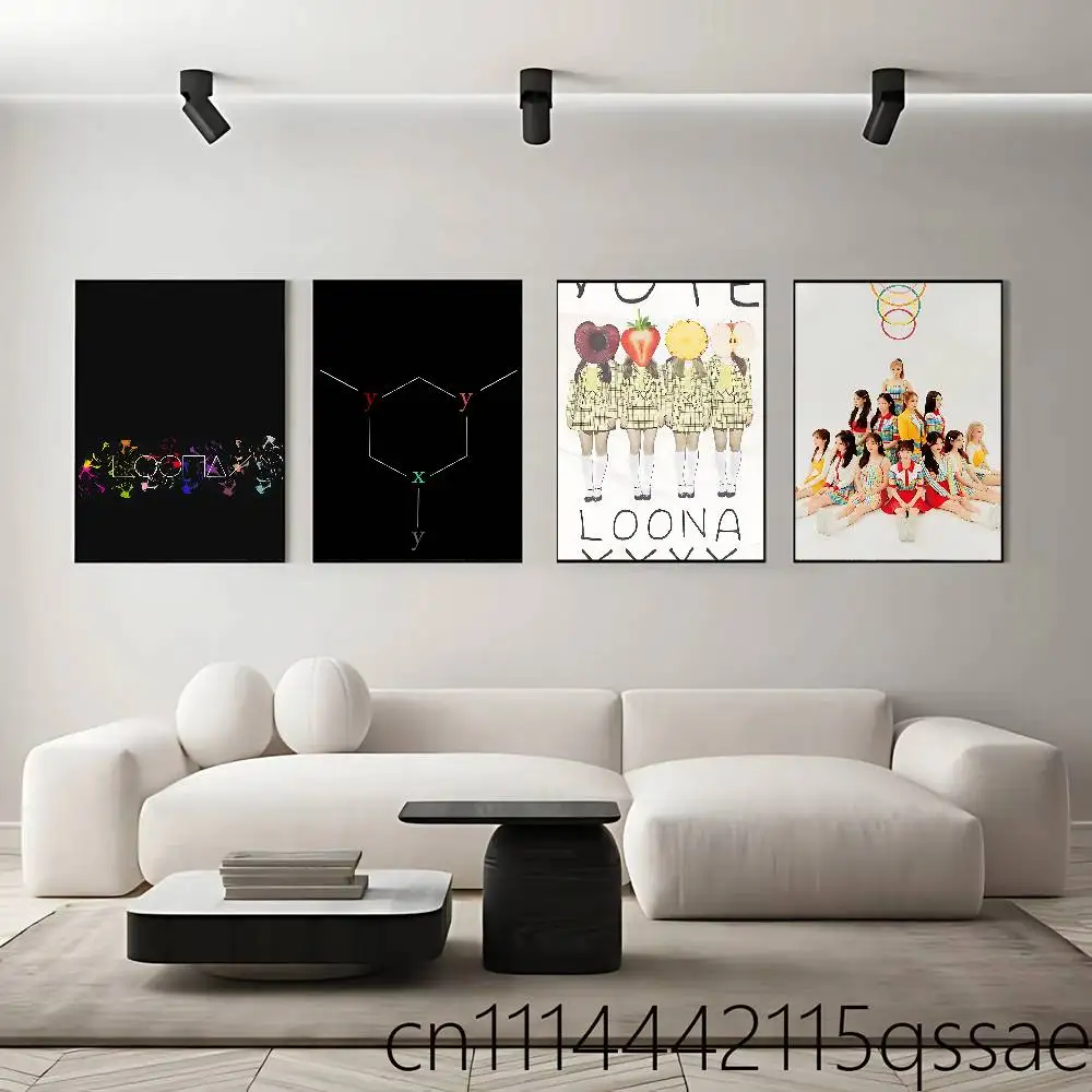 YVES Album Yyxy LOONA Kawaii Rolled Poster Cartoon Wall Art for Nursery Kid Room Playroom Cute Princes Painting Home Room Decor