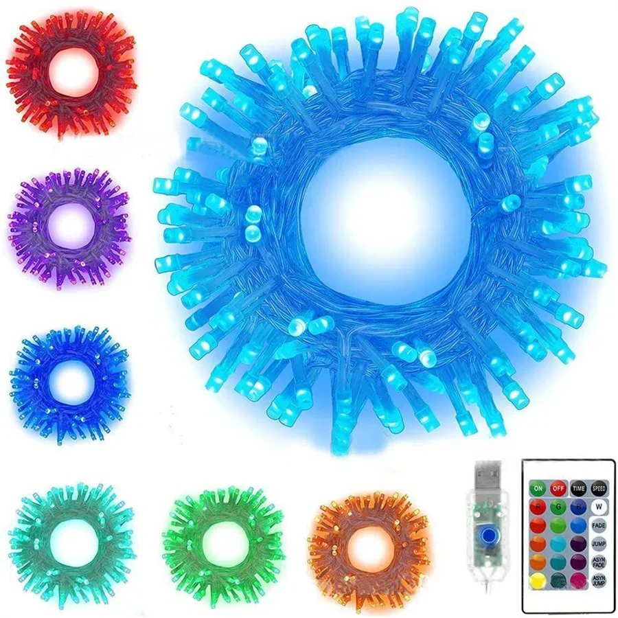 LED Christmas String Light 20M 200 Led RGB Changing Fairy Light Garland With Remote For Xmas Tree Wedding Party Holiday Decor