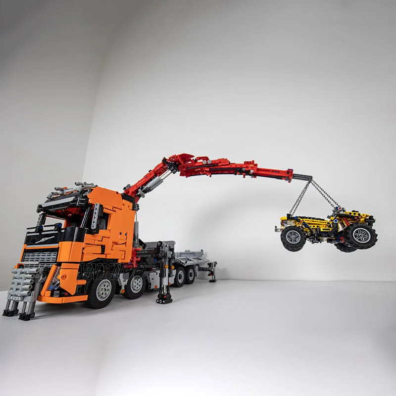 MOC Truck Building Blocks FH16 750 8x6 Large Knuckle Boom Crane Trailer mattoni fai da te giocattoli adulti ragazzi ragazze bambini regali