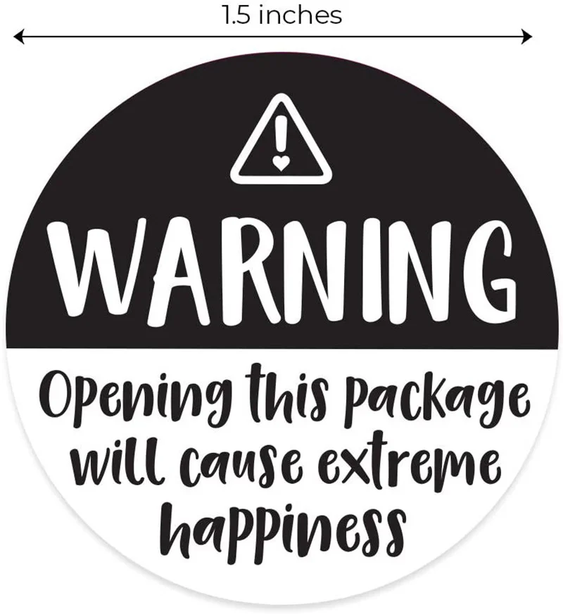 Black and White Adorable Warning Sricker Labels Extreme Happiness Labels for Business Gift Packaging Envelope Stickers 500pcs