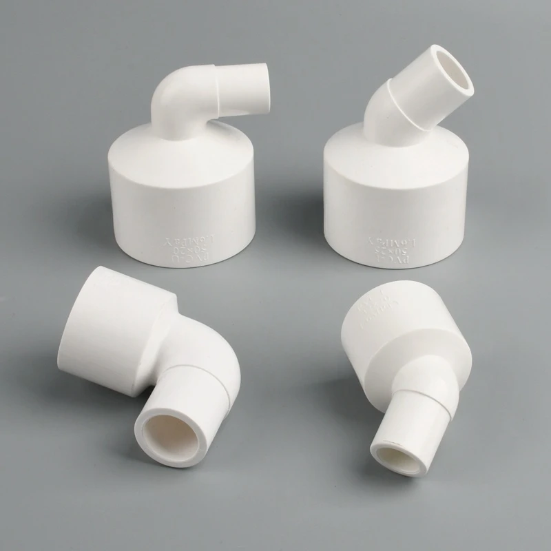 1PC PVC 45/90 stopni kolanko złącze redukcyjne akwarium złącze do zaopatrzenia wody ogrodowej złączka do rury wodnej DIY złącze z tworzywa sztucznego