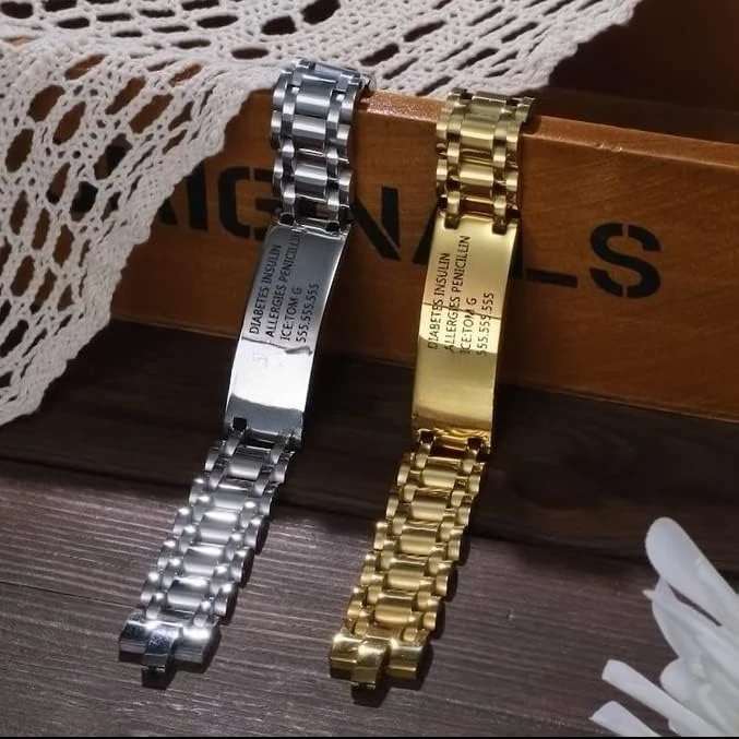 Customized Medical Alarm Bracelet for Men and Women Free Stainless Steel Carving Emergency Medical ID Allergy Wristband