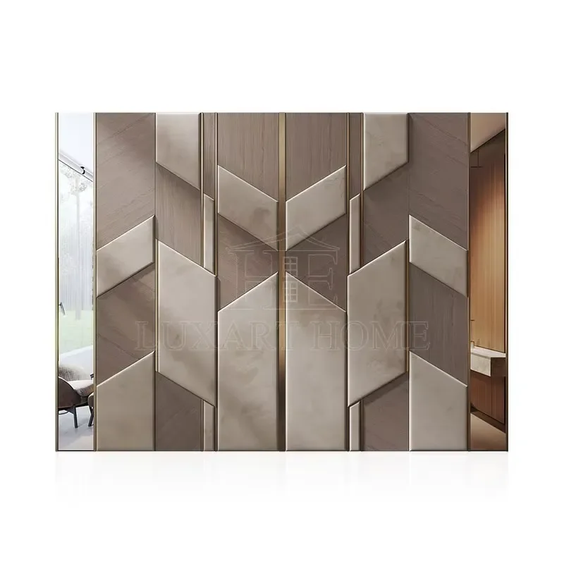 Personalized Villa Bedroom Background Interior Wall Decoration Upholstered Fabric Wall Panel Headboard Bed