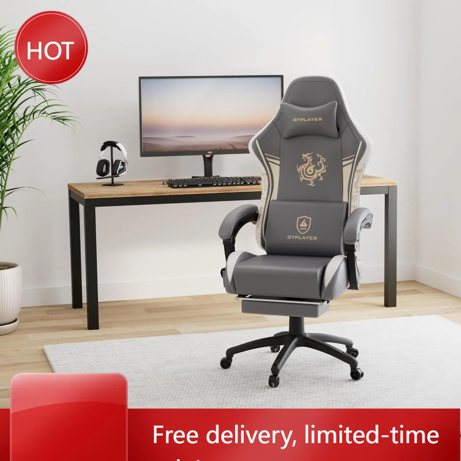 

Игровое кресло с Bluetooth-колонками и подставкой для ног, серия Dragon, прочные эргономичные кресла для видеоигр