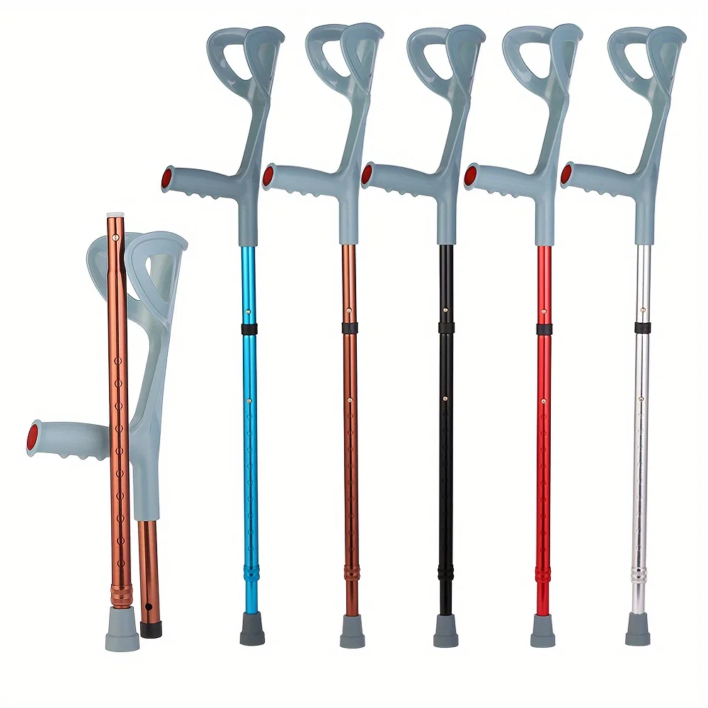 Lightweight collapsible forearm crutchesAluminum elbow crutchesRehabilitation walkerHeight adjustable caneErgonomic handle