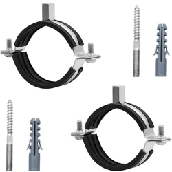 2Pcs Pipe Bracket Clamp with Screw&Expansion Split Ring Pipe Support Hanger M8 M10 Fixed Wall Ceiling Mount Metal Pipe Clamps