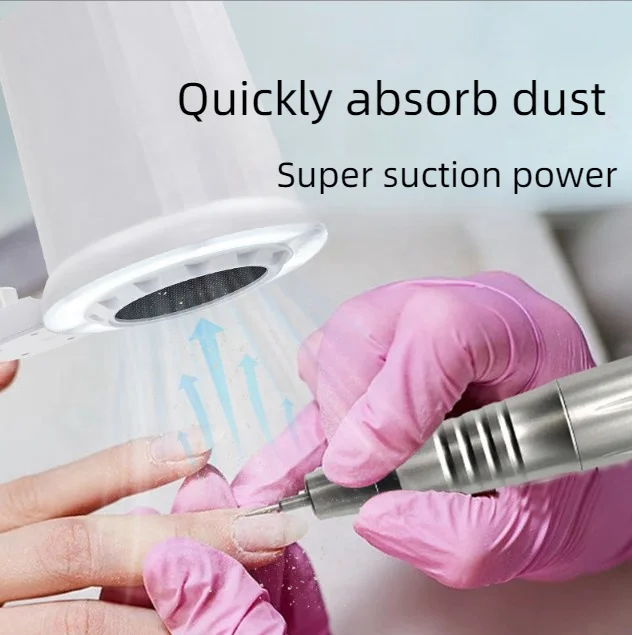 2024 New High Quality Nail Vacuum Cleaner Low Noise Nail Dust Collector With Led Lighting Nail Art Duster Beauty Light