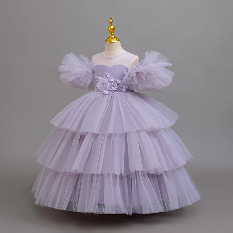 Novo vestido elegante de baile infantil para meninas, vestidos de festa de luxo para meninas, roupas de princesa de 4 a 12 anos