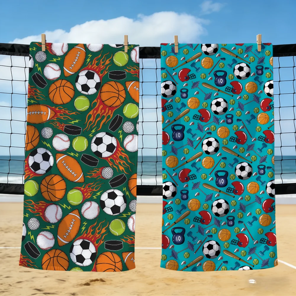 Basketball baseball soccer pattern kid Towel Beach Towels Soft Quick Dry Pool Towel for Travel Gym bathing Spa Camp sport Gift