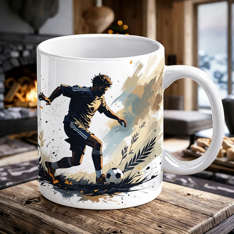 

Dynamic Soccer Action - Artistic Button Print Mug Coffee Cup with a bottle opener function of 2026 Major Football Event