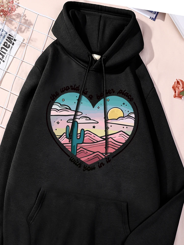 

The World Is A Better Place Printing Tracksuit Womens Fashion Comfy Sweatshirt Unisex Oversized Hooded Unique Simple Clothes