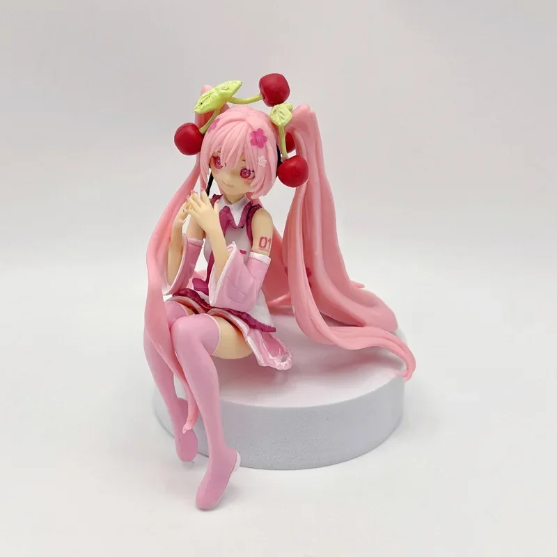 11CM 하츠네 미쿠 애니메이션 피규어 핑크 드레스 PVC 모델 액션 장난감 체리 핑크 벚꽃 장식 선물 수집