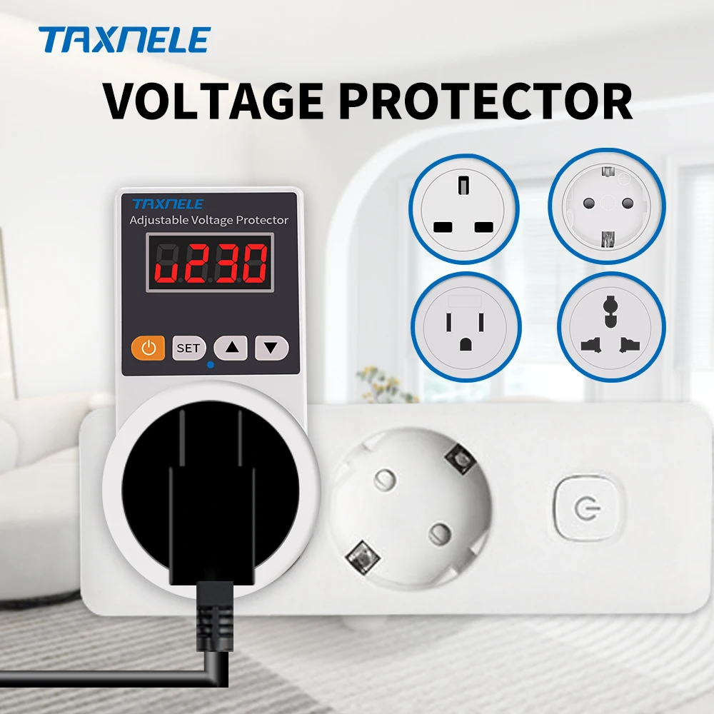 Automatische Spannung Protector Buchse AC 220V Einstellbare 16A Power Surge Protector EU Steckdose Spannung Sicher Kühlschrank Schützen
