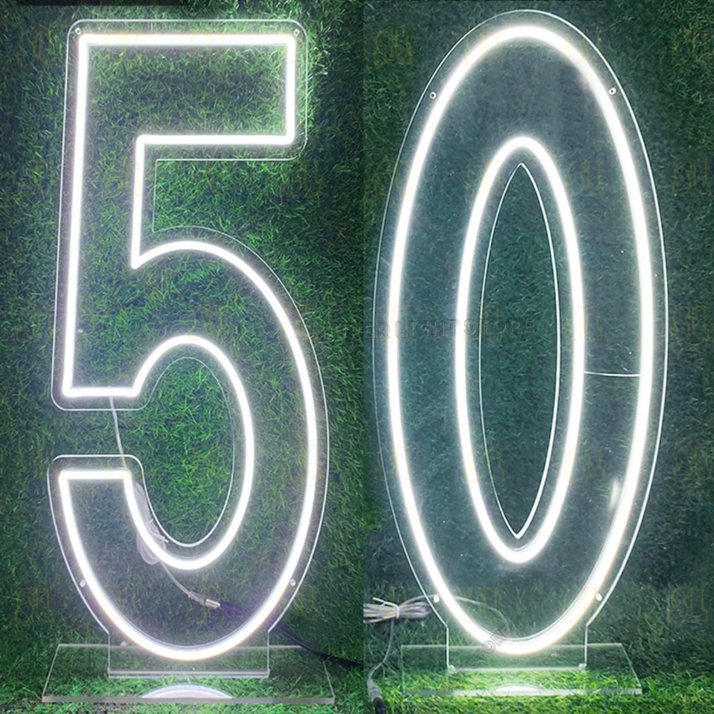 70cm/28inch Big LED Number Neon Signs Flex LED Neon Light Baby Birthday Wedding Number Table Sign Personalized Light Sign
