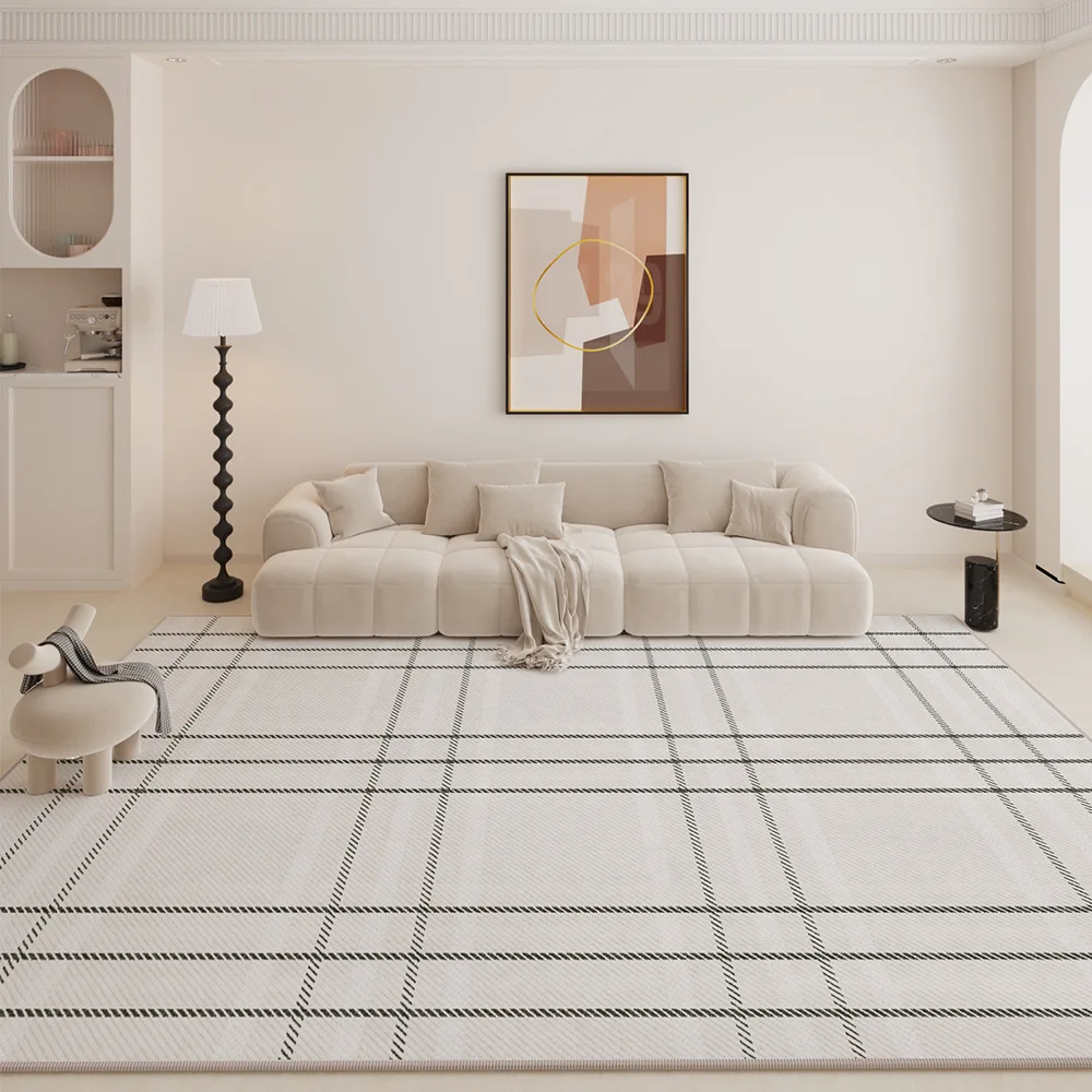 Retro Simple Light Luxury Living Room Carpet Soft Anti-skid Bedroom Rug Bedside Mat Cloakroom Coffee Table Large Area Rug