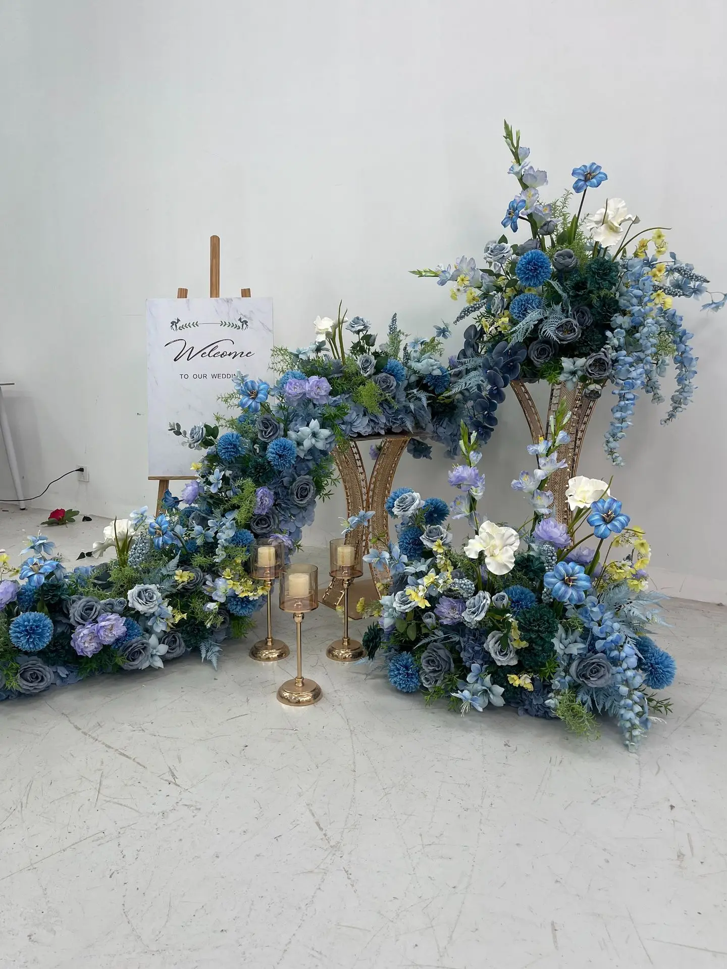 Hellblaue Künstliche Blumenreihe Wasserfall-Tischblume Großhandel Hochzeits-Party-Tischdekoration Künstliche Seidenblumen Event-Dekoration – Detail 3