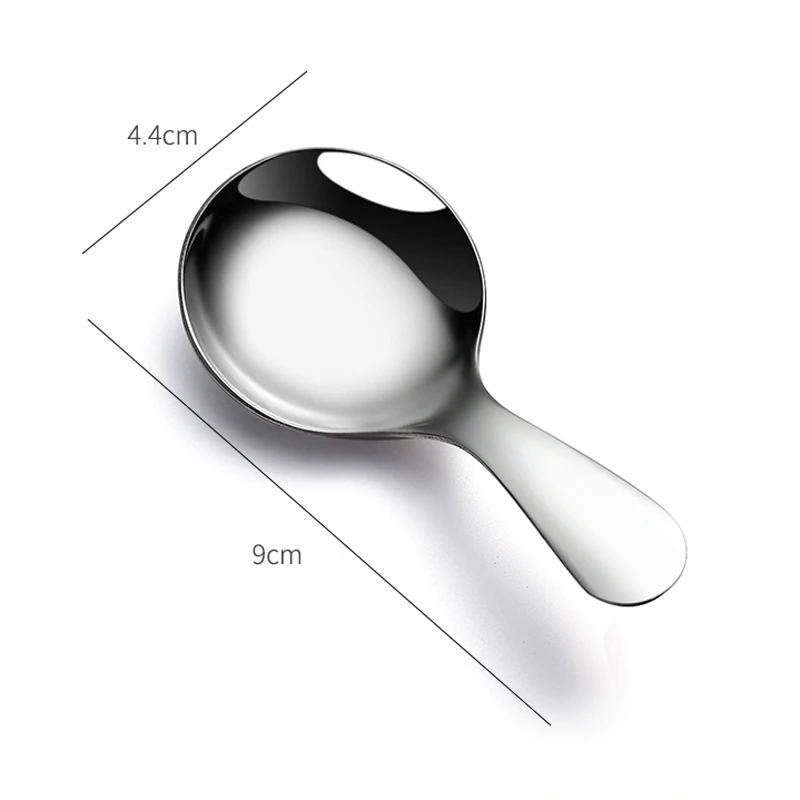 Cute Stainless Steel Kitchen Spoon Short Handle Sugar Salt Spice Spoon Condiment Coffee Stirring Ice Cream Scoop