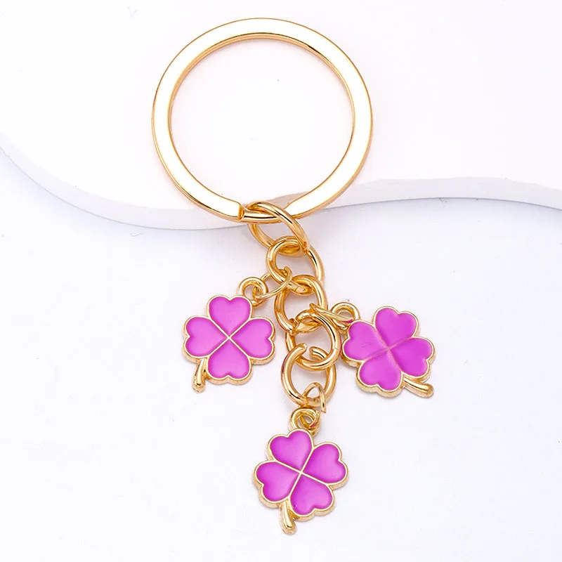 Classical Design Multi Color Enamel Four Leaf Clover Charms Key Rings Women Men Handbag Car Key Lucky Keychain Pendant Crafts