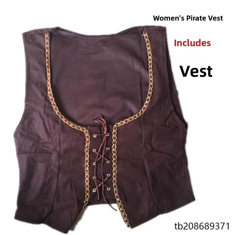 زي قراصنة الهالوين للنساء، طقم قراصنة الكاريبي، فستان للنساء، سترة للرجال، زي تقليدي للعروض المسرحية #1