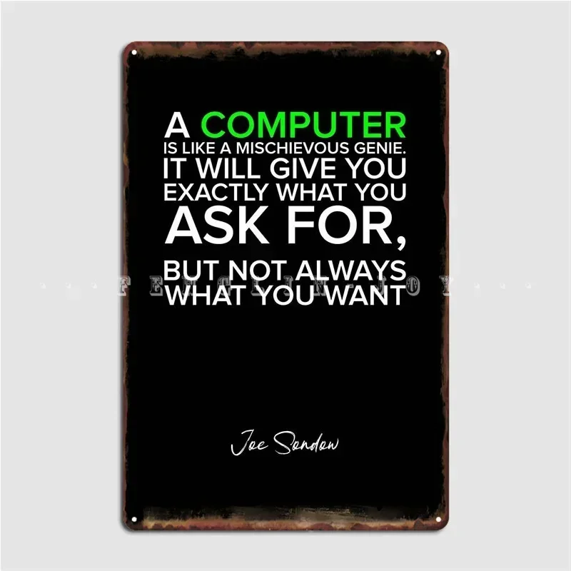 Computer Metal Plaque Poster Wall Mural Bar Cave Plaques Designing Tin Sign Poster