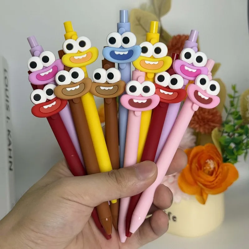 20/30pcs Creative, simple, cute, large-mouthed expression-themed retractable gel pen Random Color Campus Design Back-to-School S