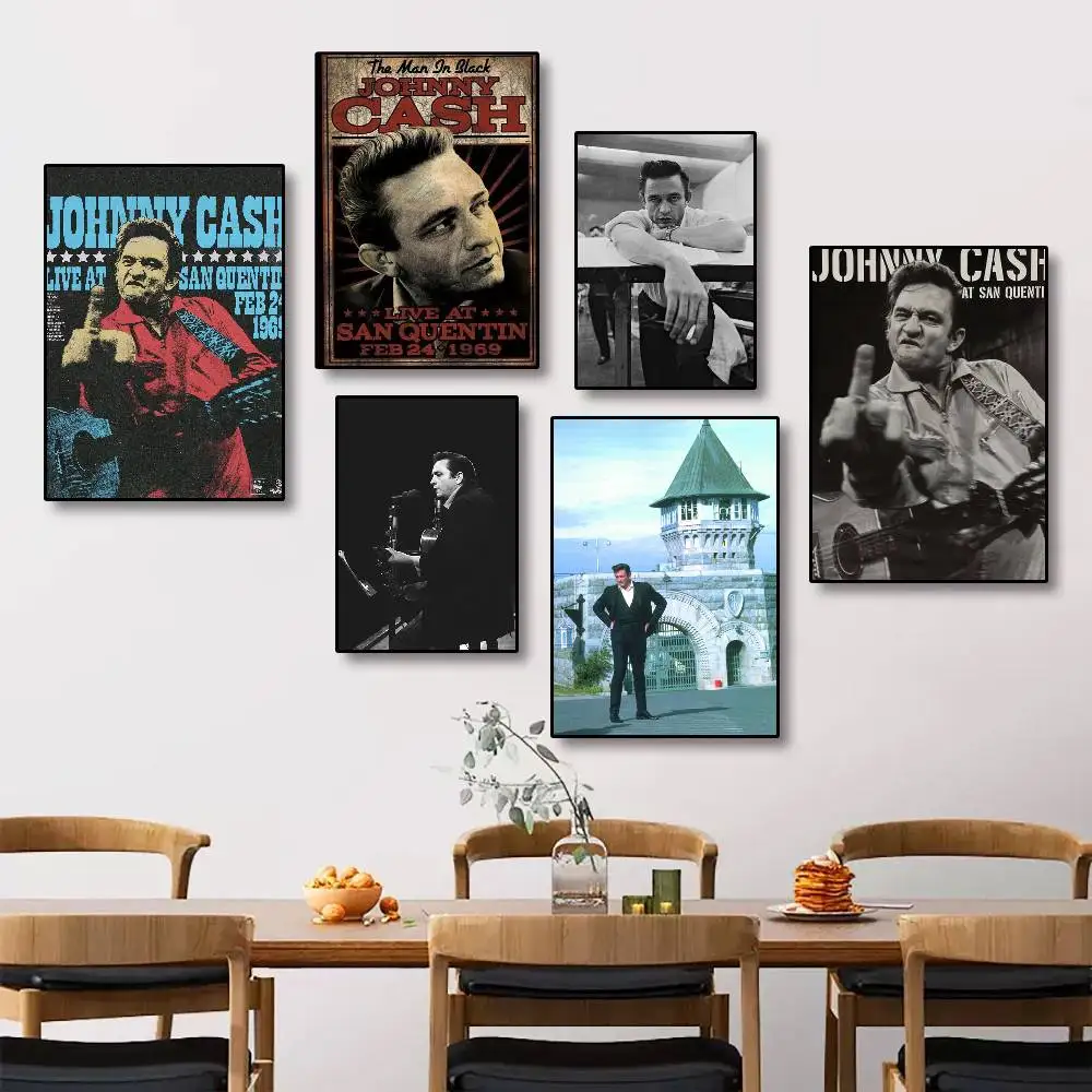 Johnny C-Cash AT San Quentin Paper Print Home Living Room Bedroom Entrance Bar Cafe Art Painting Decoration