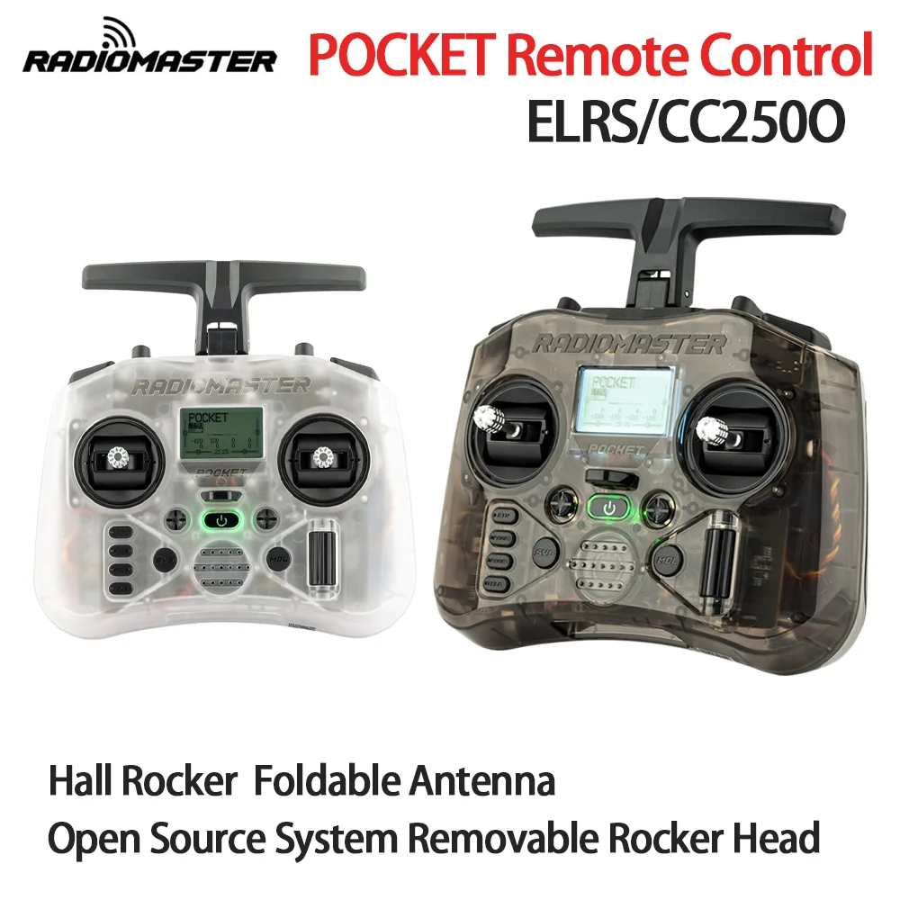 Radiomaster Pocket Hall ELRS/CC2500 pemancar Remote kecil portabel dapat dilipat antena dilepas Rocker M2 FCC