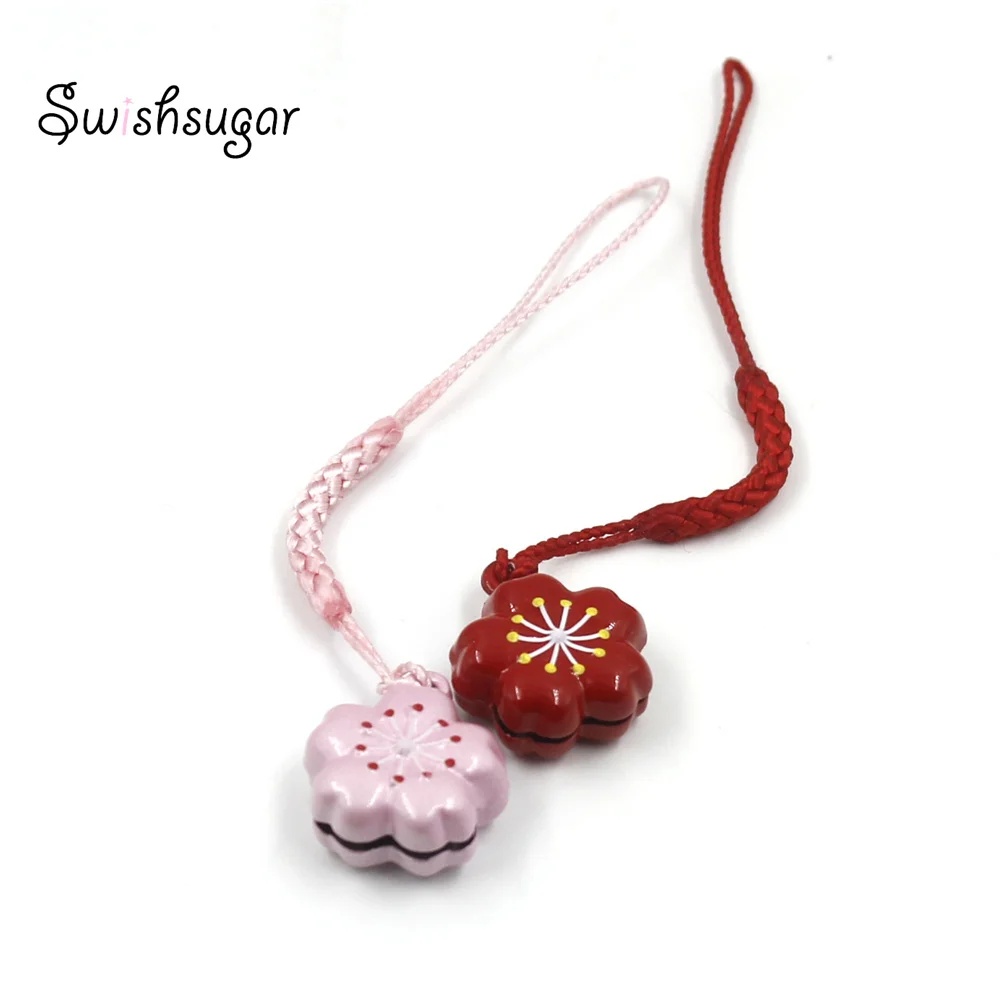 Sakura Temple Metal  Jingle Bell Charm Pendant With String Rope Pendant Kids Children Bag Schoolbag Gift Flavor