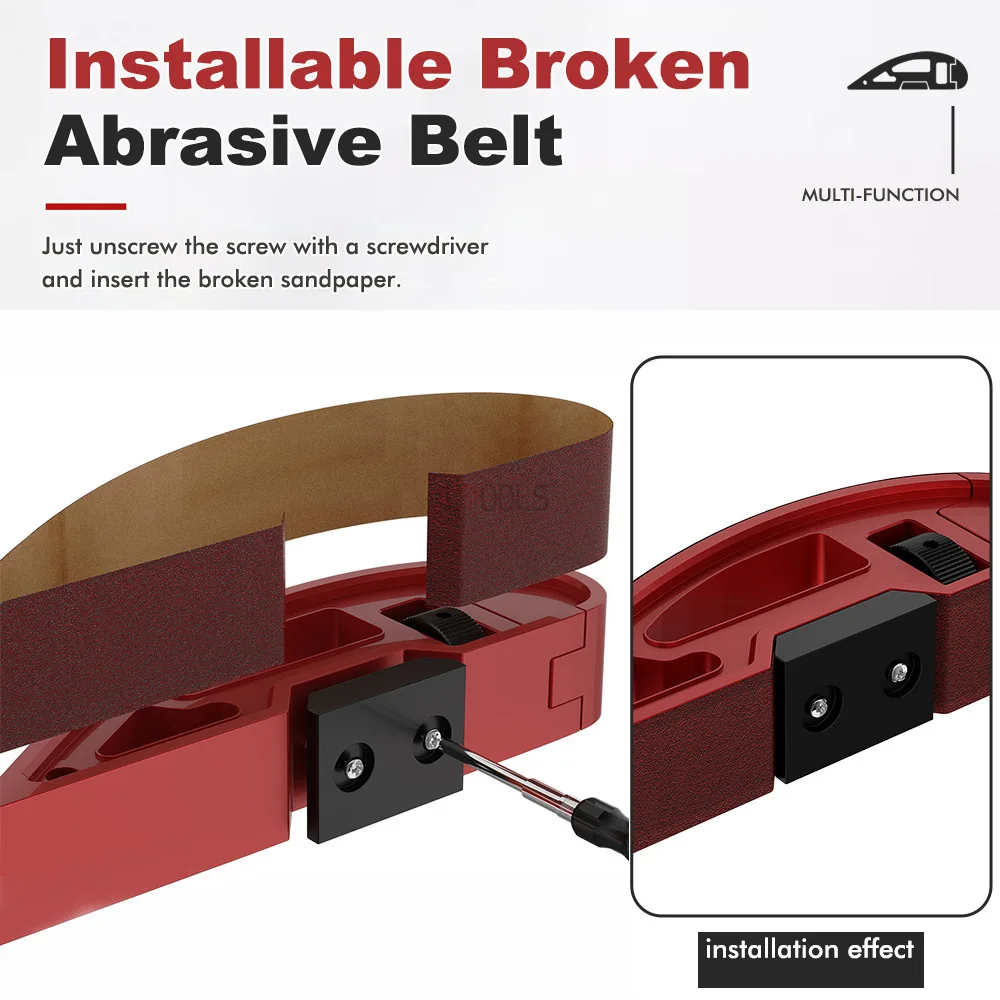 Portable Hand-held Sandpaper Holder Adjustable Handcrafted Curved Sanding and Polishing Belt Sanding Device Aluminum Alloy Tool