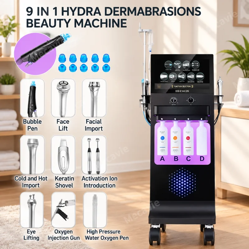 Super Show 9 IN 1 Hydra Dermabrasion Machine Water Oxygen Bubble Facial Machine Deep Cleansing Skin Rejuvenation for Salon Spa