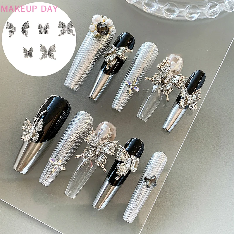 Breloques en alliage d'argent pour Nail Art, papillon, nœud, accessoires de manucure, porte, rétro, N64, décoration, fournitures de conception, poupée, 2 pièces