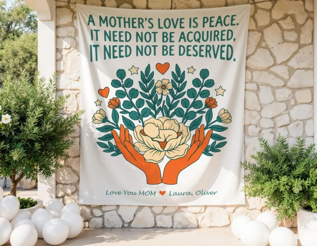 Decorative Hanging Decorations On The Indoor And Outdoor Walls For Mother's Day, Mother's Day Gifts, Peony Flower Art Tapestry