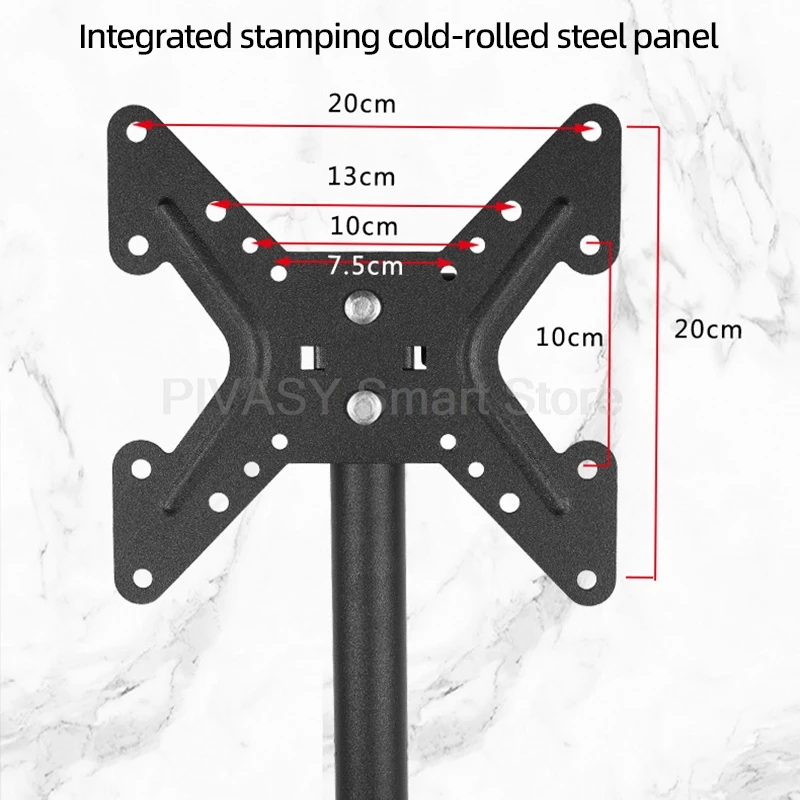 حامل أرضي للتلفزيون العالمي لشاشات 14-43 بوصة بدون حفر، حامل متحرك ثابت قابل للتعديل، ارتفاع سهل التركيب
