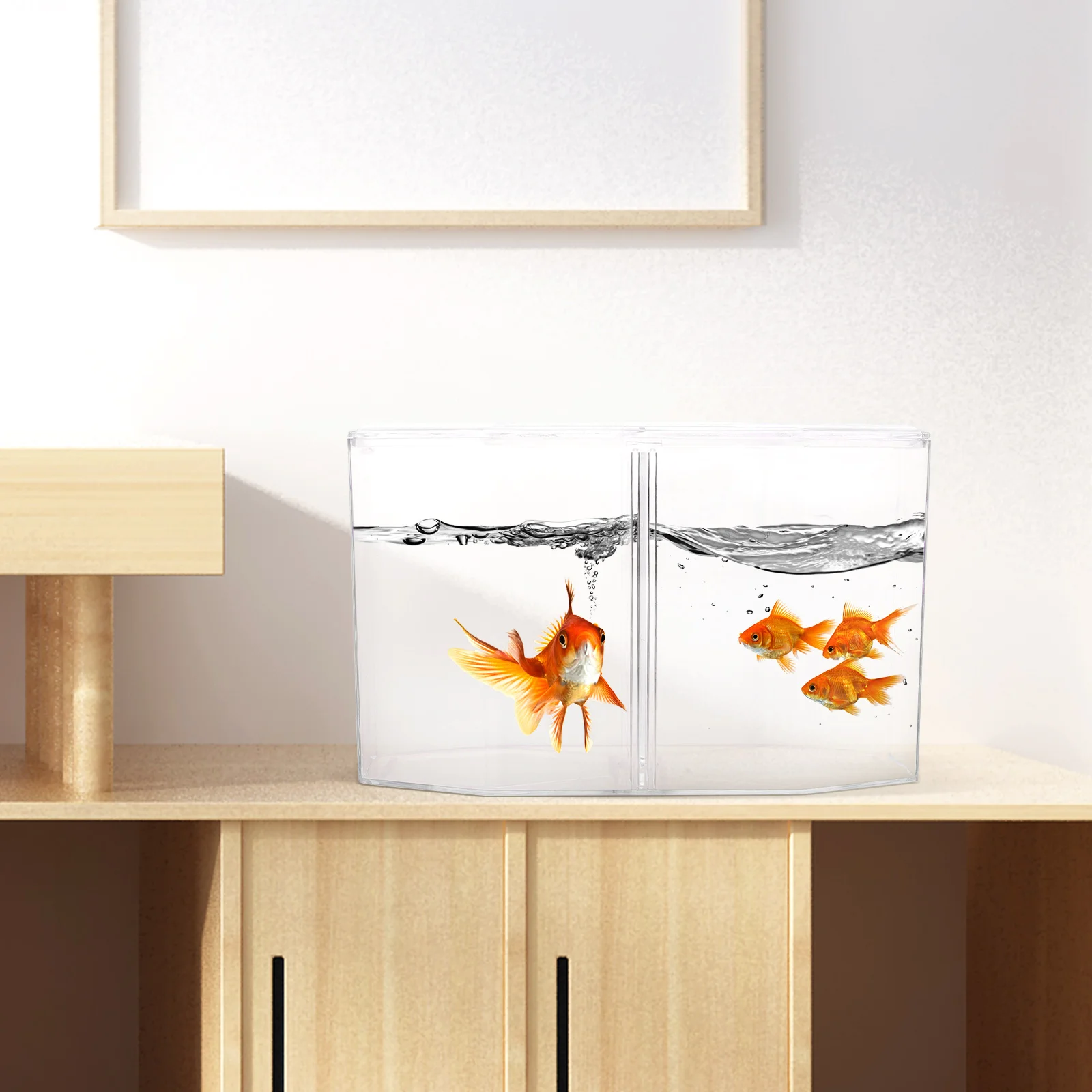 

Plastic Fish Tank Breeder Box Shrimp Feeding Isolation Clear Aquarium Hatchery Container Safe Material Two Compartments Easy