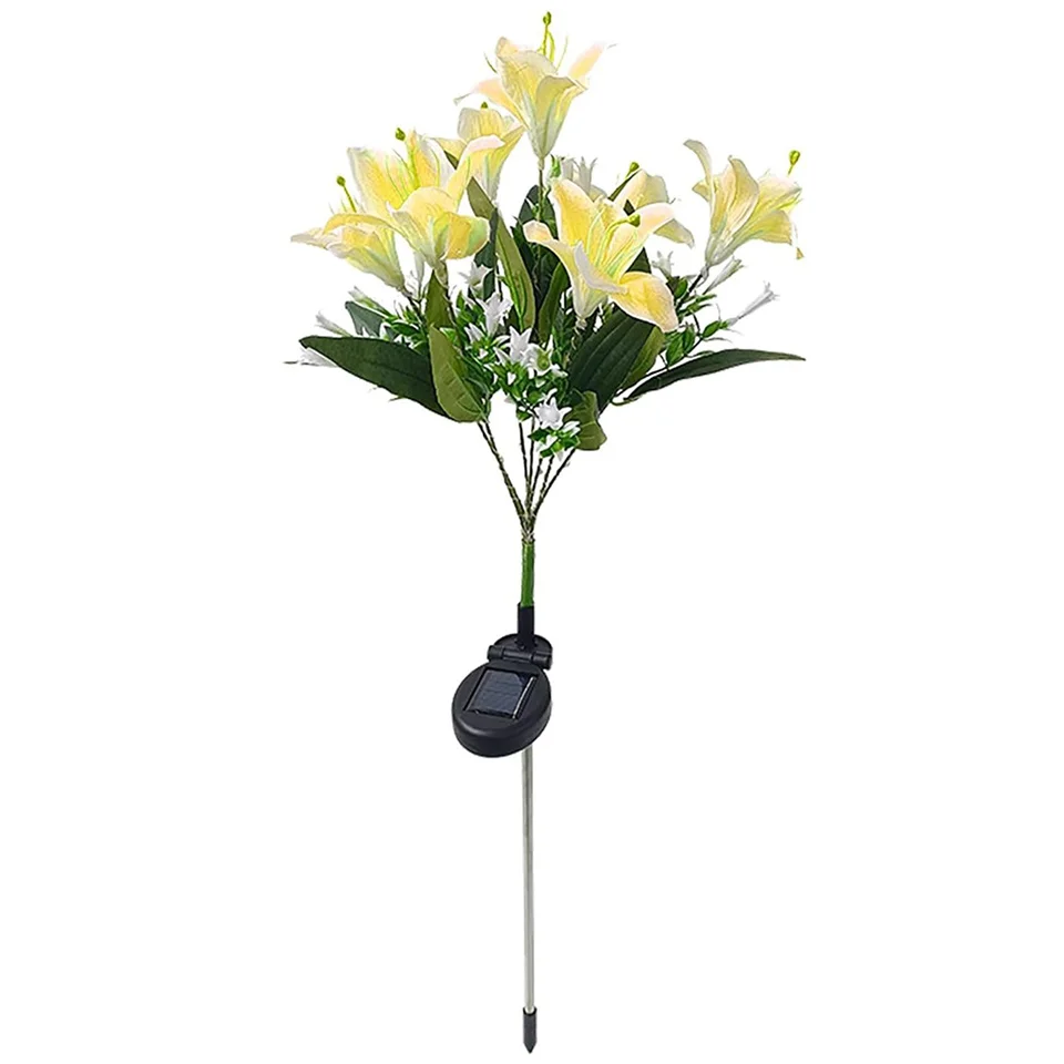 NONE Solar-Außenleuchte mit Lilienblüten, IP65, wasserdicht, solarbetrieben, für Garten, Weg, Landschaftsbeleuchtung, Hof, Hofdekoration 6
